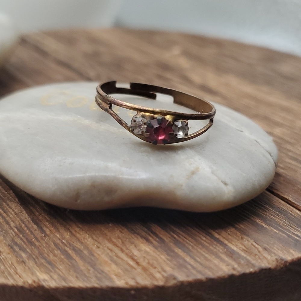 Adjustable band ring ruby R570 - Picture 3 of 3